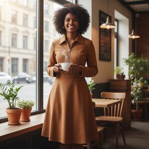Camel Faux Suede Dress